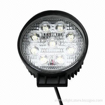 LED heavy-duty round 27W power work light, 12 to 24V voltage